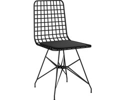 NEMSA Pelikan - Stoel - Draadstoel - Eetkamerstoel - Industrieel - Metaal / Zwart - Set van 4 stuks