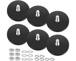 Neodymium Magneten Set van 6 Stuks, Rubber Coated Ronde Magneten met M6 Draad en Moeren, Tot 10kg Verticale Hechting voor Auto, Lampen en Apparatuur