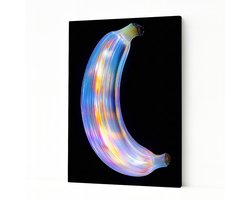 Neon banaan – kunstobject – wandkunst – Canvas schilderij – 40x60 cm