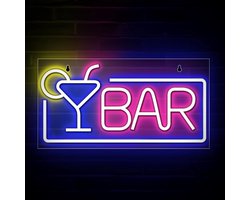 Neon Lamp - BAR Groen / Rood - Dimbaar - Incl. Ophanghaakjes - Neon Sign - Neon Verlichting - Neon Led Lamp - Neon Wandlamp - Neon Lamp Muur - USB of Batterijen