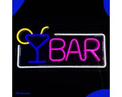 Neon Lamp - BAR Wit / Roze - Dimbaar - Incl. Ophanghaakjes - Neon Sign - Neon Verlichting - Neon Led Lamp - Wandlamp