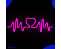 Neon Lamp - Hartslag Roze - Incl. Ophanghaakjes - Neon Sign - Neon Verlichting - Neon Led Lamp - Wandlamp