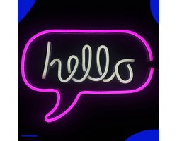 Neon Lamp - Hello - Dimbaar - Incl. Ophanghaakjes - Neon Sign - Neon Verlichting - Neon Led Lamp - Wandlamp