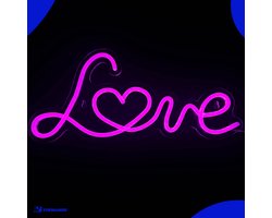 Neon Lamp - Love Hart Roze - Dimbaar - Incl. Ophanghaakjes - Neon Sign - Neon Verlichting - Neon Led Lamp - Wandlamp