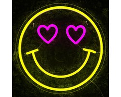 Neon Lamp - Smiley - Hartjes - Dimbaar - Incl. Ophangmateriaal - Neon Sign - Neon Verlichting - Neon Led Lamp - Wandlamp