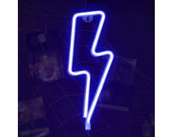 Neon Led Lamp Bliksem Vormige - Blauw - Nachtlamp - Neon verlichting - Sfeerverlichting - Neon lamp raam - wandlamp
