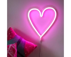 Neon led lamp - Hart - Roze - 37 x 29 cm - Incl. 3 AA batterijen - Neon Verlichting - Wandlamp