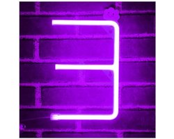 Neon Letter Lamp - Neonlicht Teken Wandlamp - Feestdecoratie - Uniek Letterontwerp - E - Paars