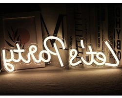 Neonbord Let's Party LED-verlichting USB-aangedreven - Neonbord voor Kerstmis Verjaardag Feest - Acryl Wanddecoratie Bar Woonkamer - Cadeau Cool plate