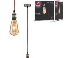 Neordic Hanglamp Eldar E27 max. 60W Rood, Nikkel geborsteld dimbaar Metaal