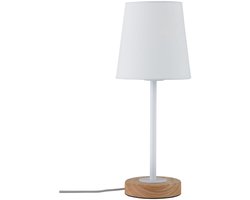 Neordic LED-tafellamp Stellan E27 max. 20W Wit, Hout Textiel, Metaal, Hout