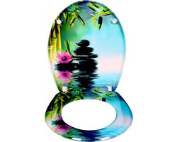 Néos® Antibacteriële Toiletbril - met Soft-Close - Blauwe Harmonie - 45.2x37.8cm