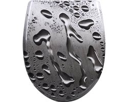 Néos® Antibacteriële Toiletbril - met Soft-Close - Grijze Dauwdruppels - 43.8x37.8cm