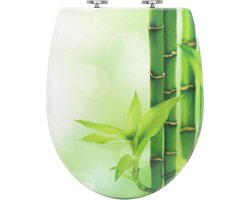 Néos® Antibacteriële Toiletbril - met Soft-Close - Groene Bamboe - 43.8x37.8 cm