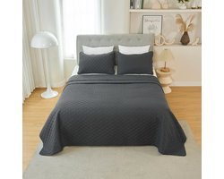 Néos® Bedsprei met Kussensloop - 3-Delig - Polyester - Donkergrijs - 240x260cm