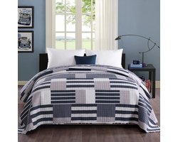 Néos® Bedsprei - Patchwork - Omkeerbaar - Blauw/Wit - 240x260 cm
