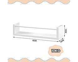 Néos® Wandplanken - Set van 3 - Voor Badkamer en Slaapkamer - MDF en IJzer - Wit - 55x12x22.3cm