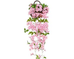 Nep Hangende Bloemen en Mandjes, Kunstbloemen voor Wanddecoratie, Tuin, Bruiloft en Binnen- en Buitengebruik