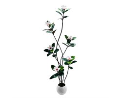 Nep Plant - Voor Huis of Kantoor - Rubber- en Magnolia Bloemenboom - 210 cm, Witte Pot - Kunstplant - Groen-210cm