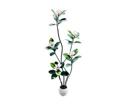 Nep Plant - Voor Huis of Kantoor - Rubber- en Magnolia Bloemenboom - Witte Pot - Kunstplant - Groen-180cm