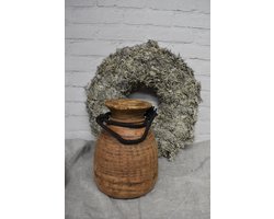 Nepalese oude houten pot / kruik H 25 cm - Authentieke houten pot / kruik - sober - robuust - landelijk (28)