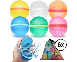 Nereb - Herbruikbare Waterballonnen - Zelfsluitend - Waterbal - Speelgoed - 6 Stuks Inclusief Opberg Netje