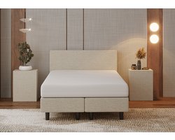 Nessa® - 120x200 Boxspring Bjorn - Crème - Beige - Inclusief Pocketvering matras