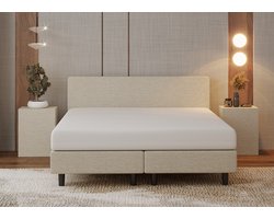 Nessa® - 160x200 Boxspring Bjorn - Crème - Beige - Inclusief Pocketvering matras