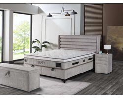 Nessa® - 160x200 Happy Opbergboxspring – met Premium Orthopedische Matras en Luxe Hoofdbord