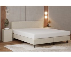 Nessa® - 180x200 Boxspring Bjorn - Crème - Beige - Inclusief 20cm dik HR45 Koudschuim Comfort matras