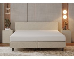 Nessa® - 180x200 Boxspring Bjorn - Crème - Beige - Inclusief Pocketvering matras