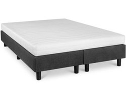 Nessa® - 180x200 Boxspring Studio Luxe HR45 Koudschuim matras Antraciet - Inclusief Orthopedisch Koudschuim Matras