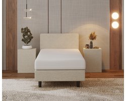 Nessa® - 90x200 Boxspring Bjorn - CrÃ¨me | Beige - Inclusief 20cm dik HR45 Koudschuim Comfort matras