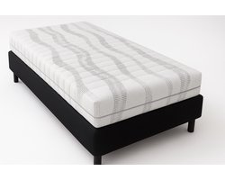Nessa® - 90x200 - Boxspring Furkan - Zwart PU Skin Leder - Inclusief Pocketvering Matras