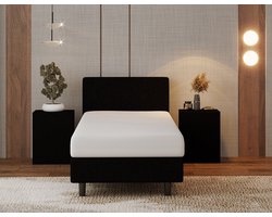 Nessa® - 90x220 Boxspring Bjorn Zwart + Pocketvering matras 20cm