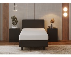 Nessa® - 90x220 Boxspring Bjorn - Zwart PU Skin Leder - Inclusief 20cm dik HR45 Koudschuim Comfort matras