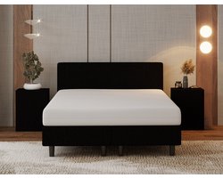 Nessa® Boxspring Hotel - Zwart Stof - 140x200 cm - Inclusief 7-zones Pocketvering Matras