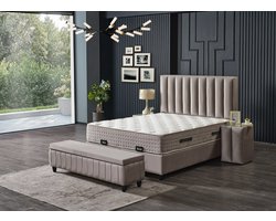 Nessa® - Opbergruimte Boxspring Marina- 140x200 - Velvet - Inclusief 25cm Dik Orthopedisch Micropocket Koudschuim Matras