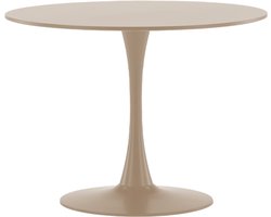 Nest living Amy Houten Eettafel Beige - Centrale Tafelvoet van Metaal - 4 Personen - Industrieel - Ø100 cm