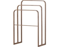 Nest living Bjarne Kledingrek Bruin - Staand - Metaal - Houtlook - 3 Stangen - Kledinghouder - Handdoekhouder - Handdoekenrek - 54 x 30 x 76 cm