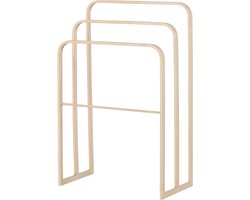 Nest living Bjarne Kledingrek Whitewash - Staand - Metaal - Houtlook - 3 Stangen - Kledinghouder - Handdoekhouder - Handdoekenrek - 54 x 30 x 76 cm