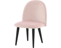 Nest living Britta Kinderstoel Roze - Velvet - met Zwarte Poten - voor Speelkamer - Kindermeubels