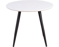 Nest living Bruno Kindertafel Wit - Rond - Hout - Zwarte Metalen Poten - Speeltafel voor Kinderen - Kindermeubels - Ø 60 cm