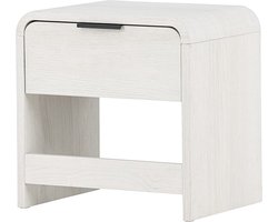 Nest living Carst Nachtkastje Hout - met Lade - Scandinavisch - Nachtkastje met Opbergruimte - Bijzettafel - Whitewash - 40 x 30 x 40 cm