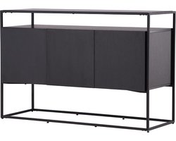 Nest living Cedric Dressoir Zwart - Hout - met 3 Deuren - Metalen Poten - Kast - Modern - 120 x 45 x 80cm