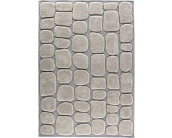 Nest living Ingvar Vloerkleed - Rechthoekig tapijt - Stenen Patroon - Groot - Woonkamer - Grijs - 290 x 200 cm