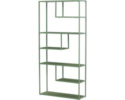 Nest living Jaxx Metalen Boekenkast Groen - 164 x 80 cm - Open Vakkenkast - Wandkast - Hoog - Industrieel