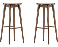 Nest living Jur houten barkruk donkerbruin - 75 cm - Set van 2