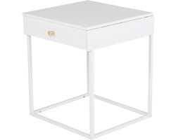 Nest living Lewis Nachtkastje Wit - Metaal - Met Lade - Industrieel - Modern - Scandinavisch - 43 x 41 x 50 cm