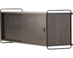 Nest living Marcus Hangende Wandkast Walnoot - Hout - Met Schuifdeuren - Zwevend - Donkerbruin - Japandi - 122 x 35 cm